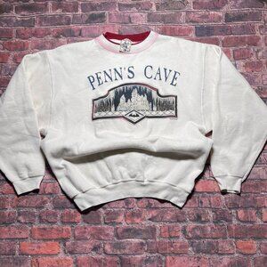 Vintage 90s Penns Cave PA Crewneck Pullover Sweatshirt Size XL Nature Winter